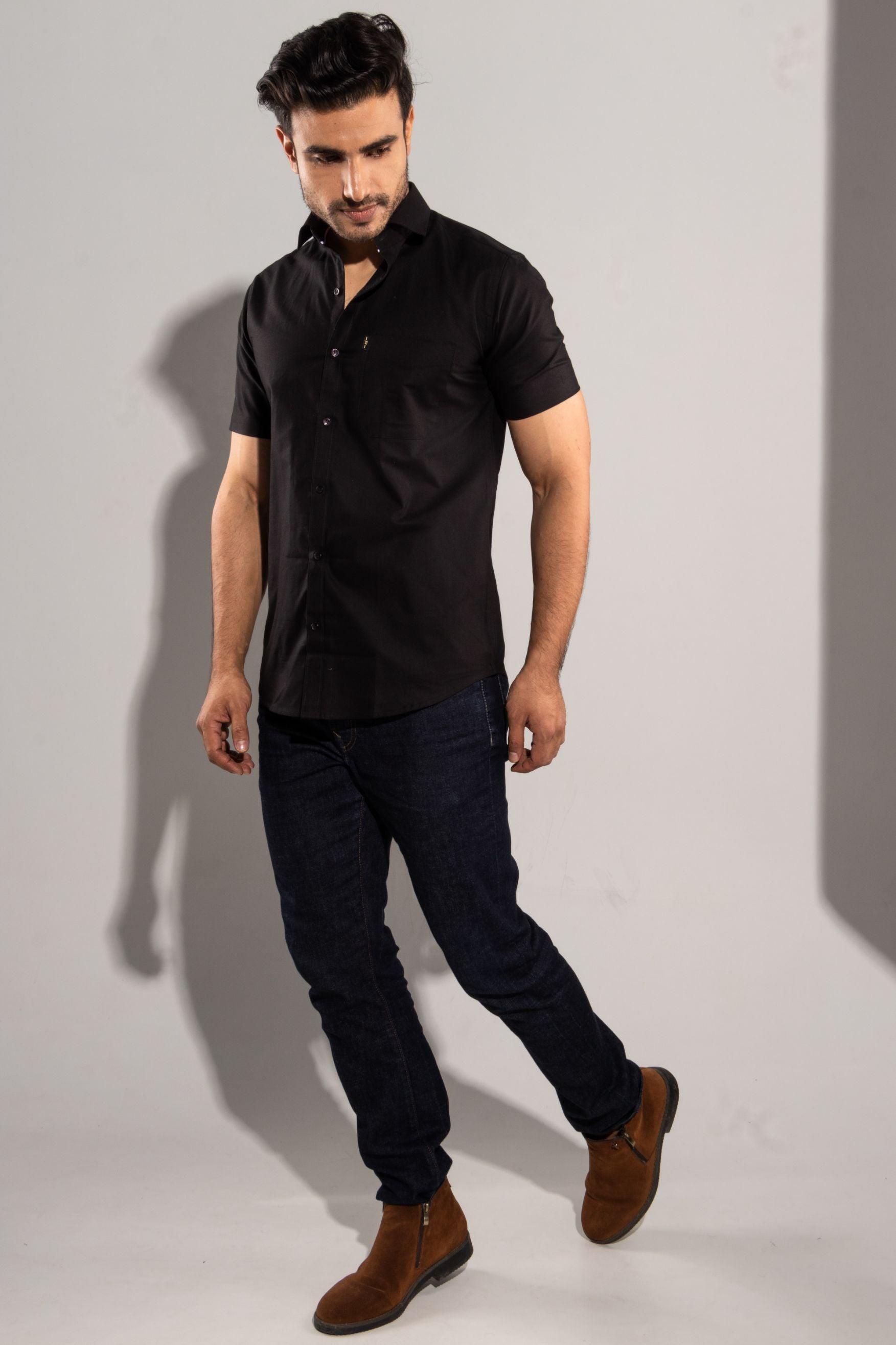 Cardinal Black - Oxford Half-Sleeve Slim-Fit Shirt - John Watson