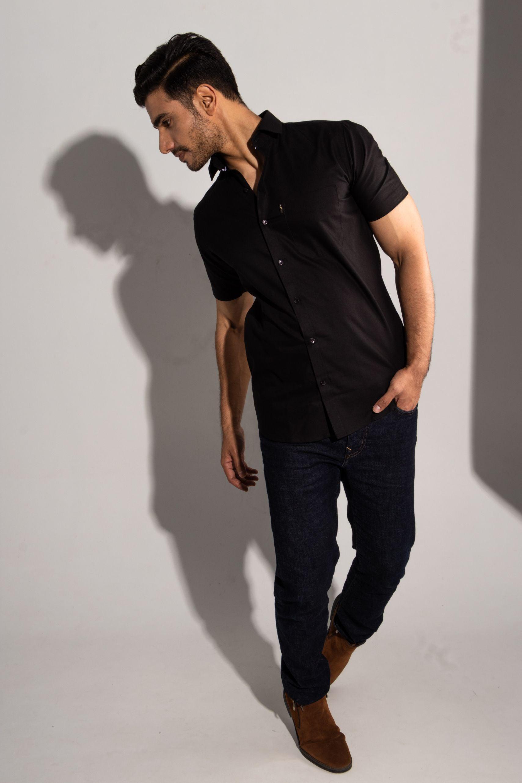 Cardinal Black - Oxford Half-Sleeve Slim-Fit Shirt - John Watson