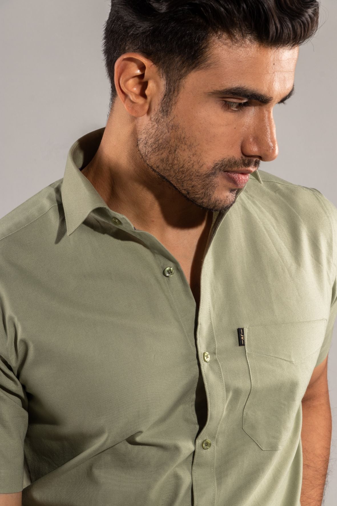 Jazz Green - Oxford Half-Sleeve Slim-Fit Shirt - John Watson