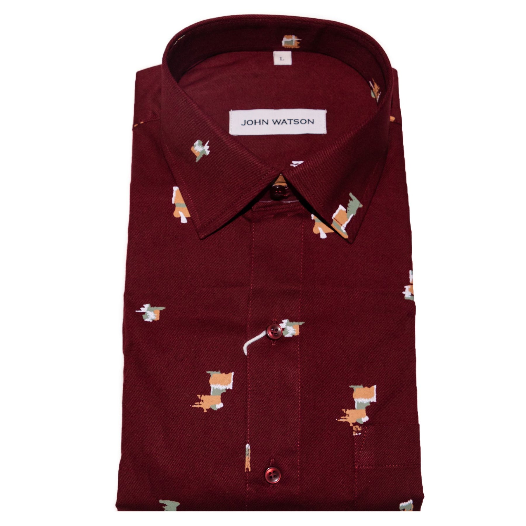 Motmot - Printed twill Shirt - Red - John Watson