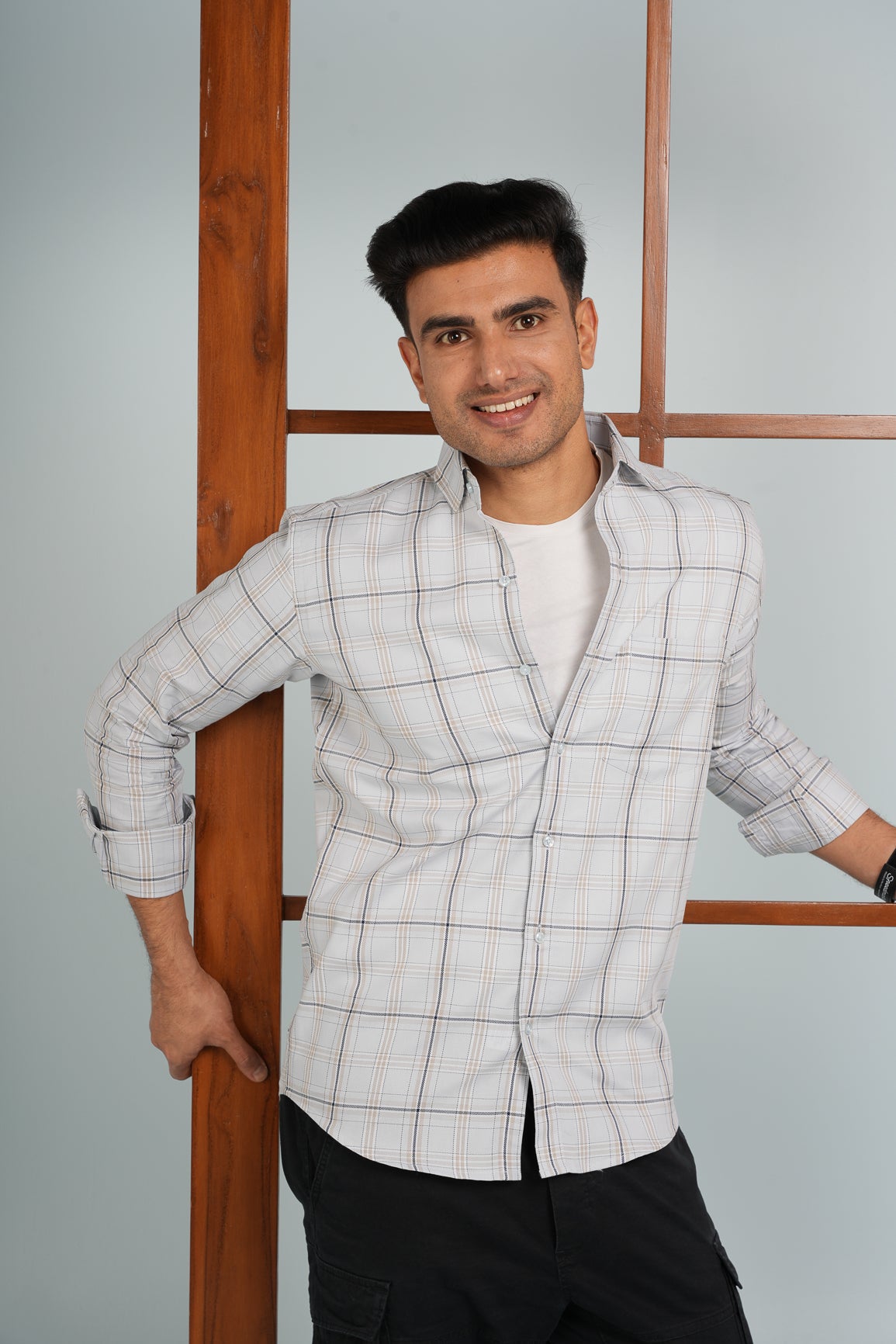 Angus - Dobby Checkered slim fit shirt