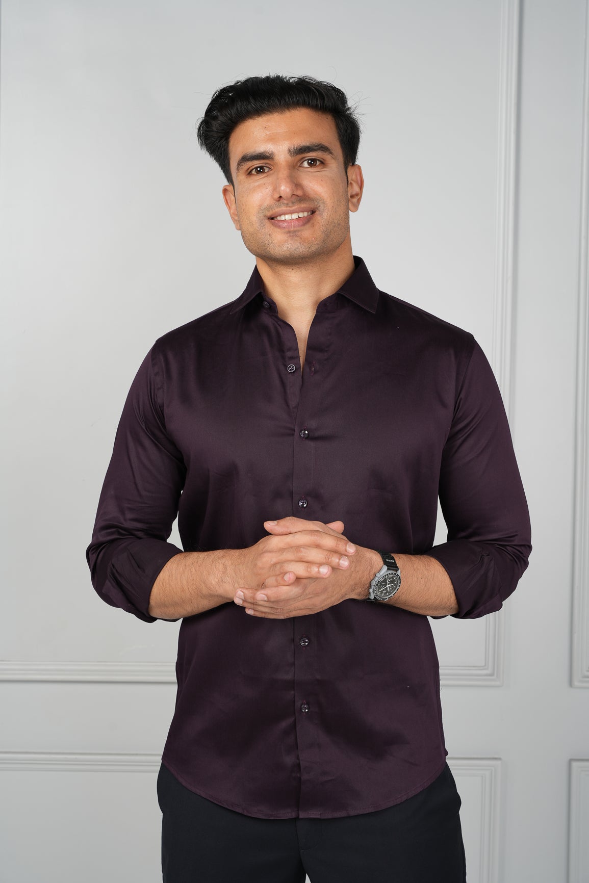 Braintree - Satin Slim Fit Shirt - Wine