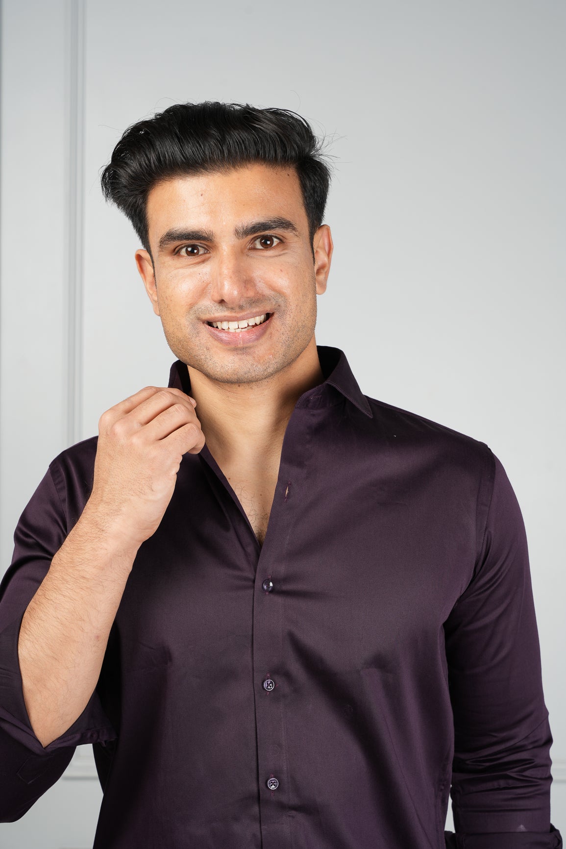 Braintree - Satin Slim Fit Shirt - Wine
