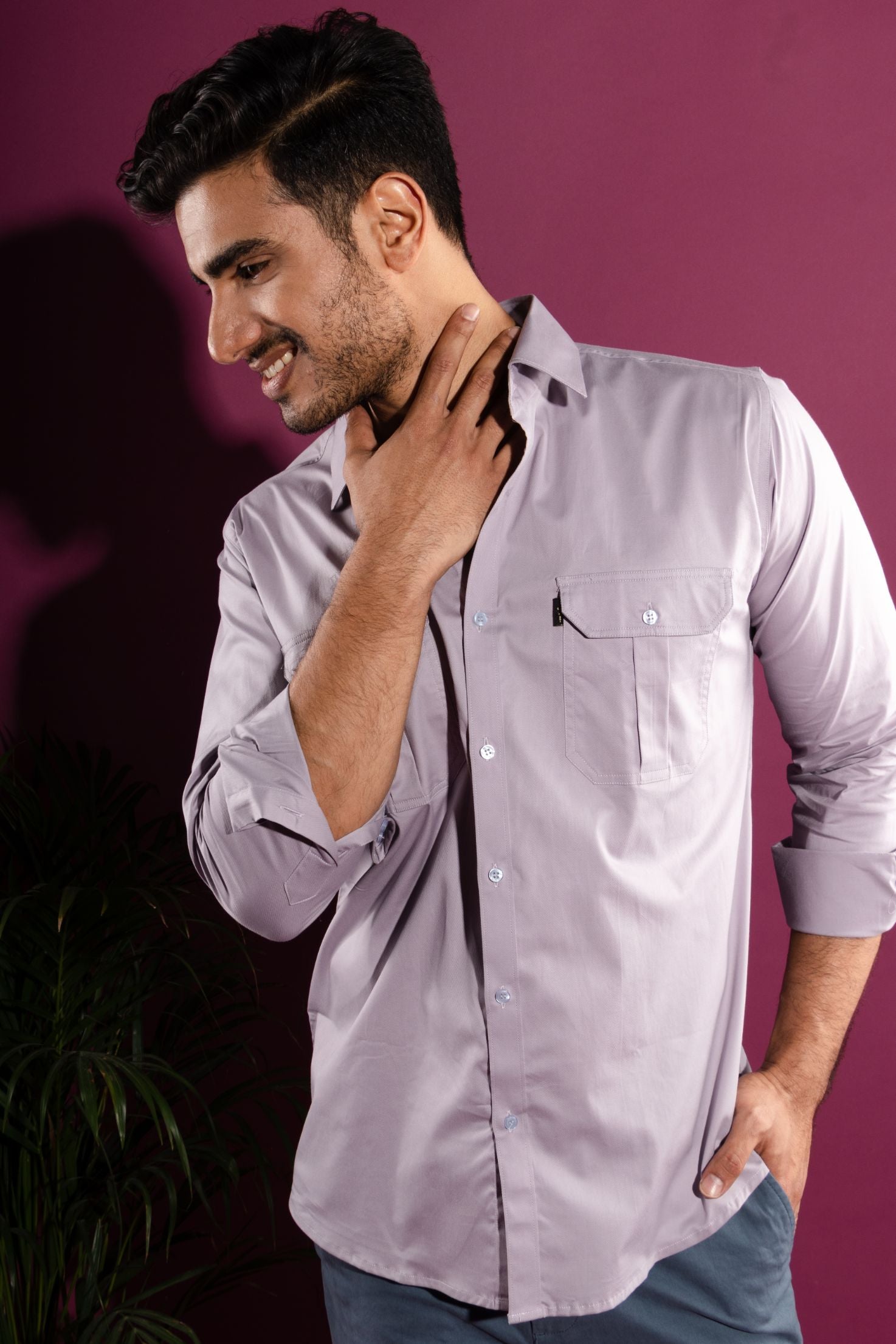 Scottish Grey - Double-Pocket Slim-Fit Shirt - John Watson