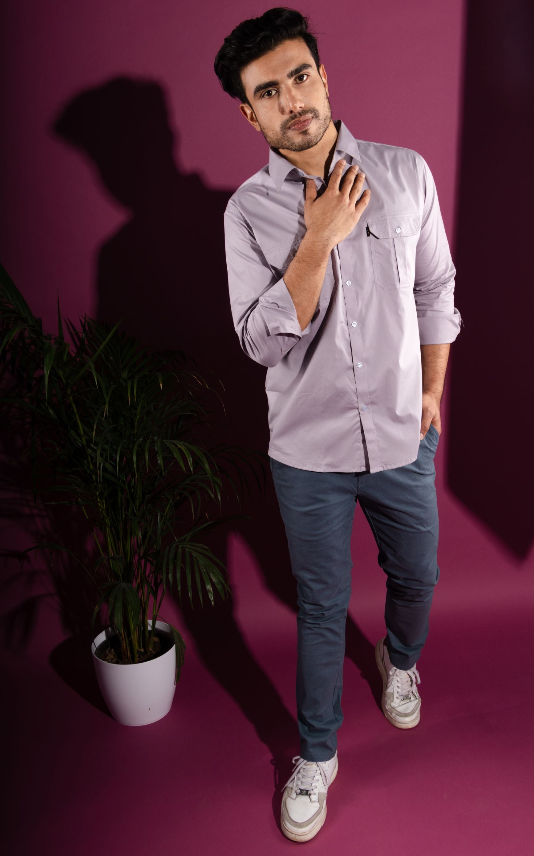 Scottish Grey - Double-Pocket Slim-Fit Shirt - John Watson