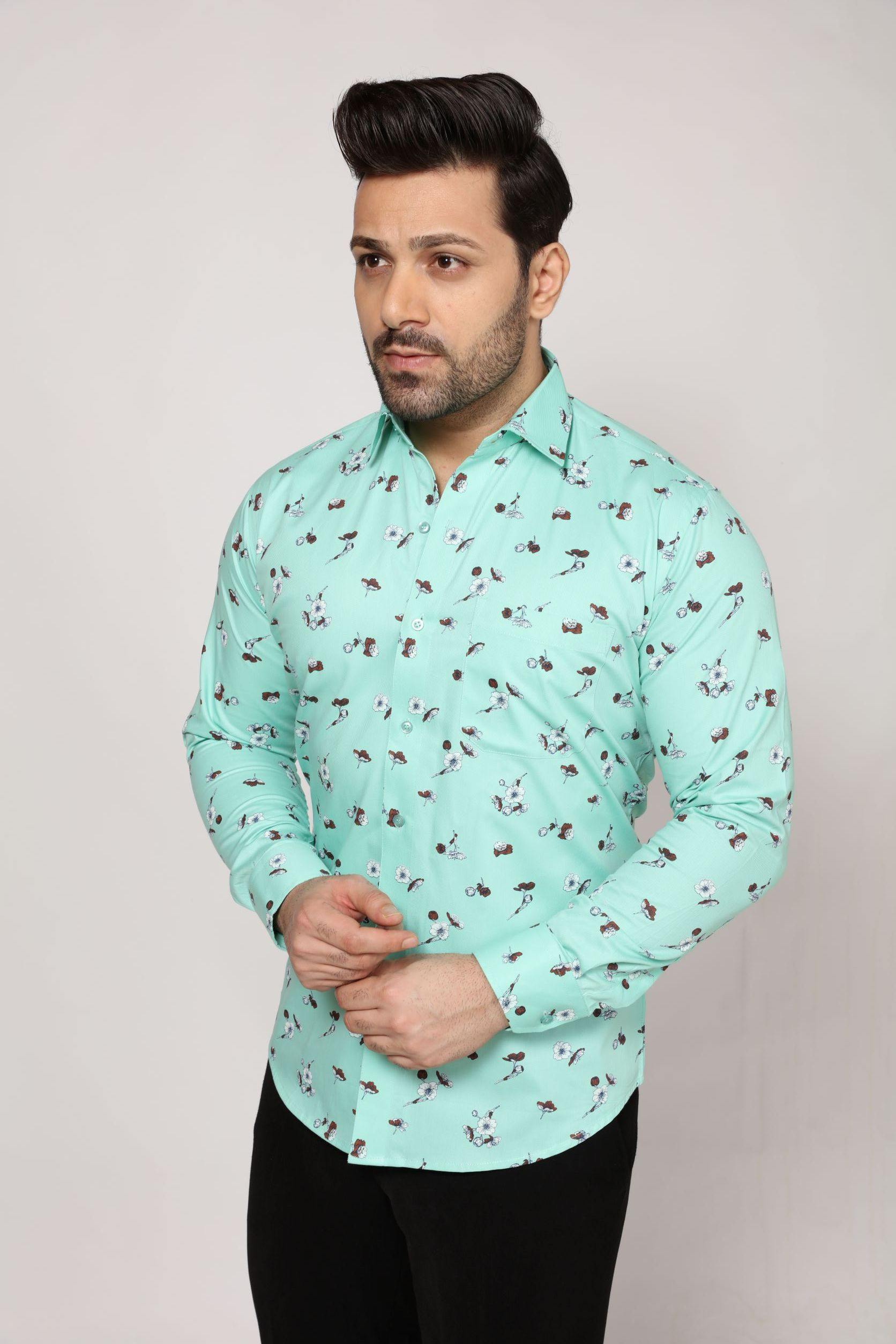 Ibis - Printed Twill Shirt - Mint Green - John Watson