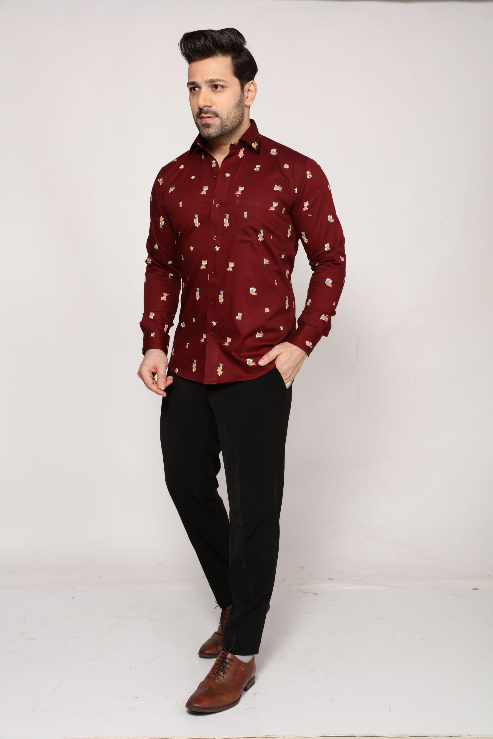 Motmot - Printed twill Shirt - Red - John Watson