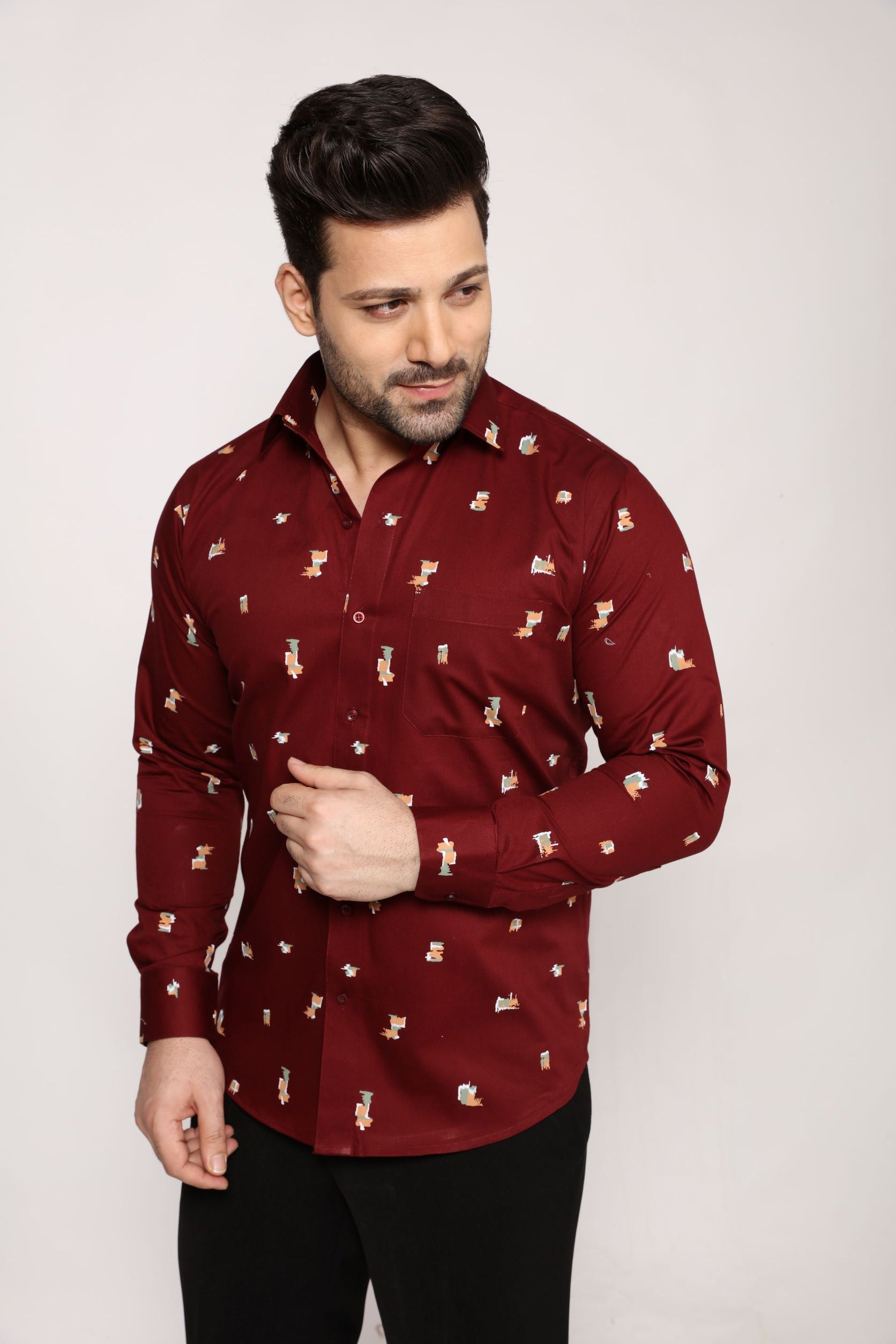 Motmot - Printed twill Shirt - Red - John Watson