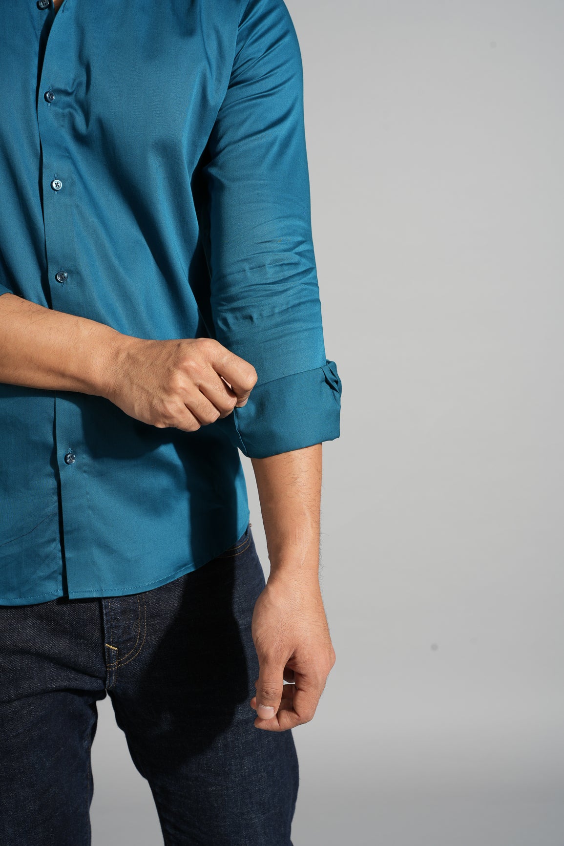 Atlas - Classic Solid Slim Fit Shirt - Turquoise