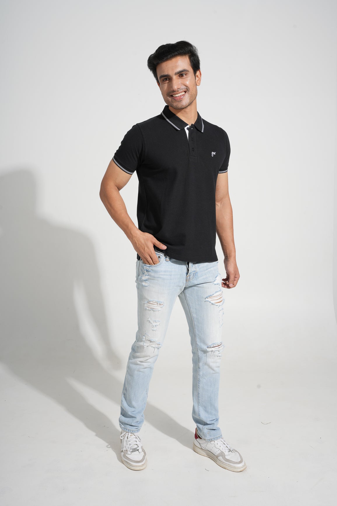 Adad - Tipped men's Polo - Jet Black