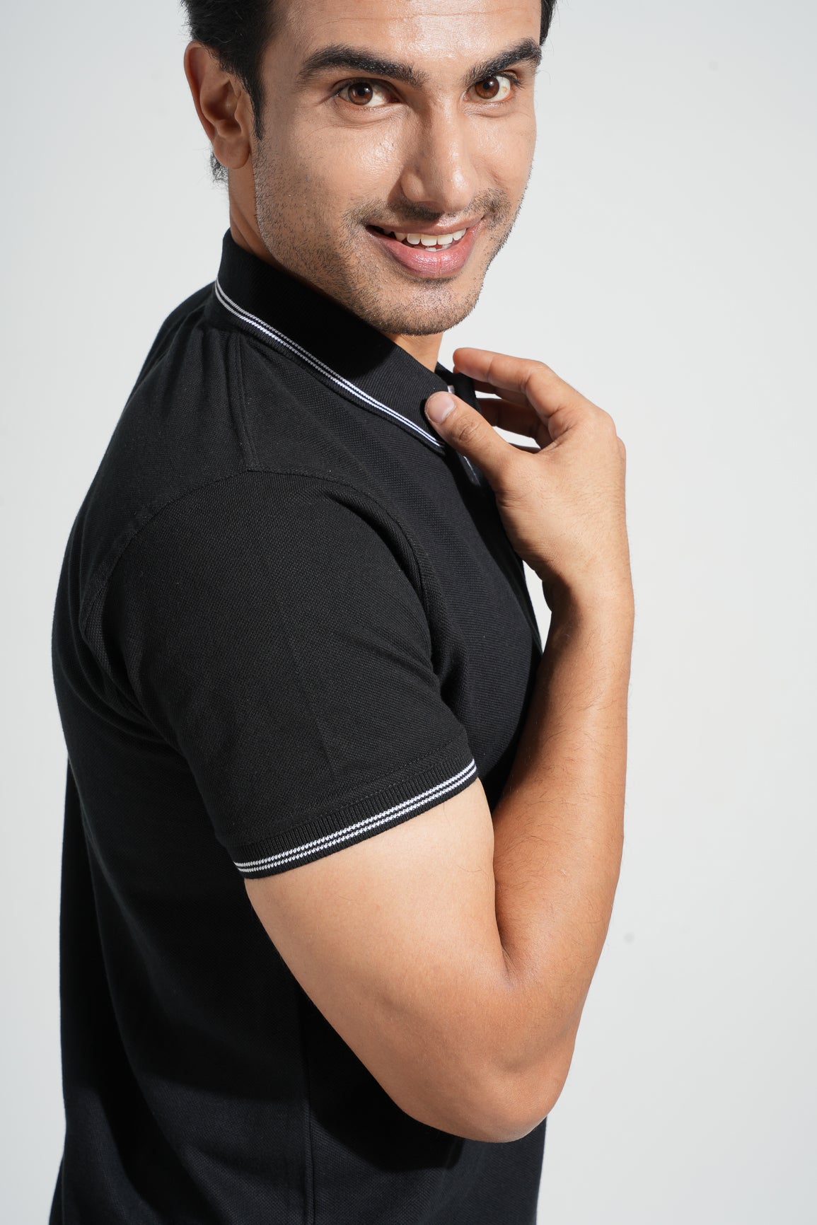 Adad - Tipped men's Polo - Jet Black