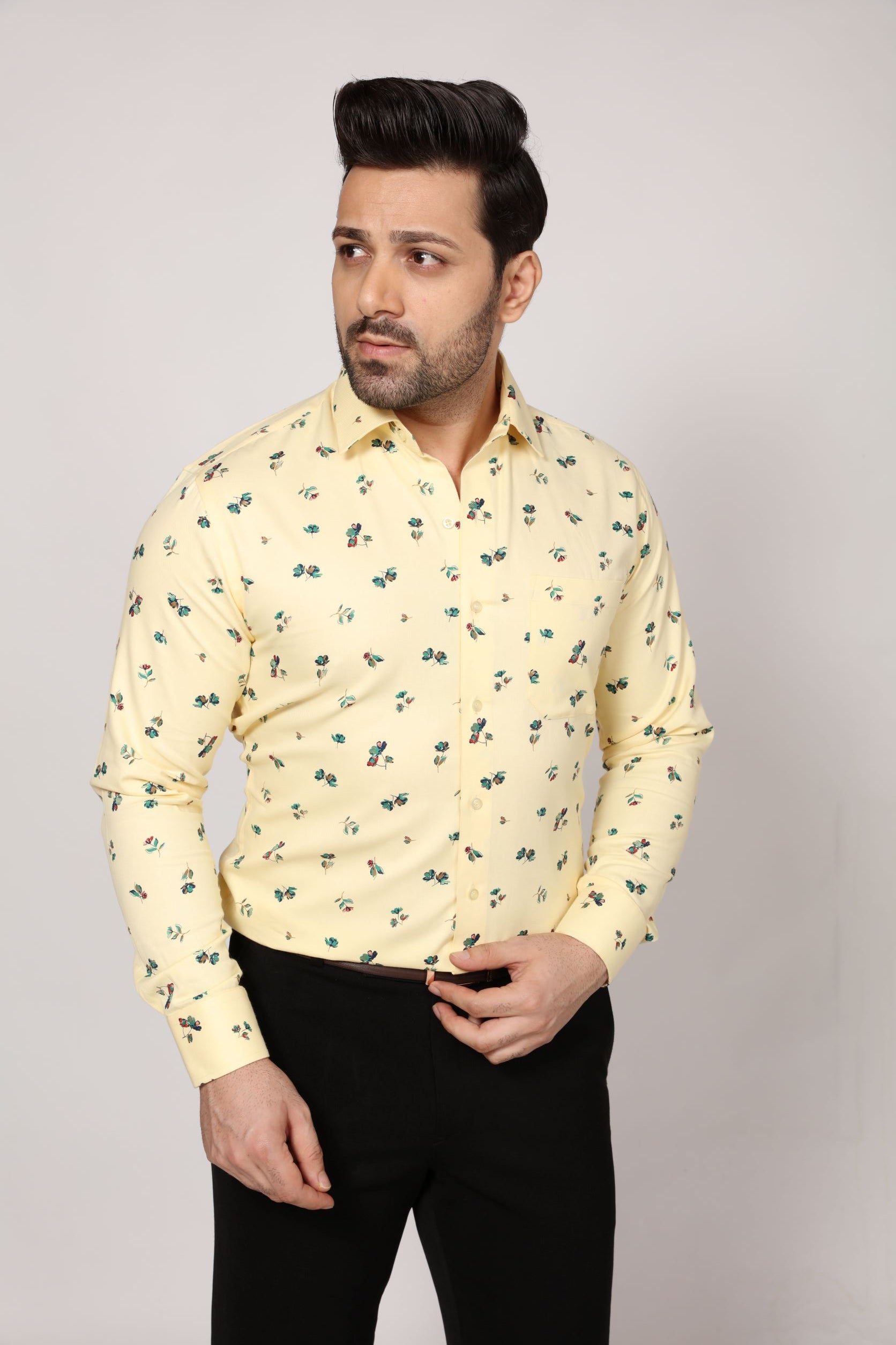 Palila - Printed Twill Shirt- Yellow - John Watson