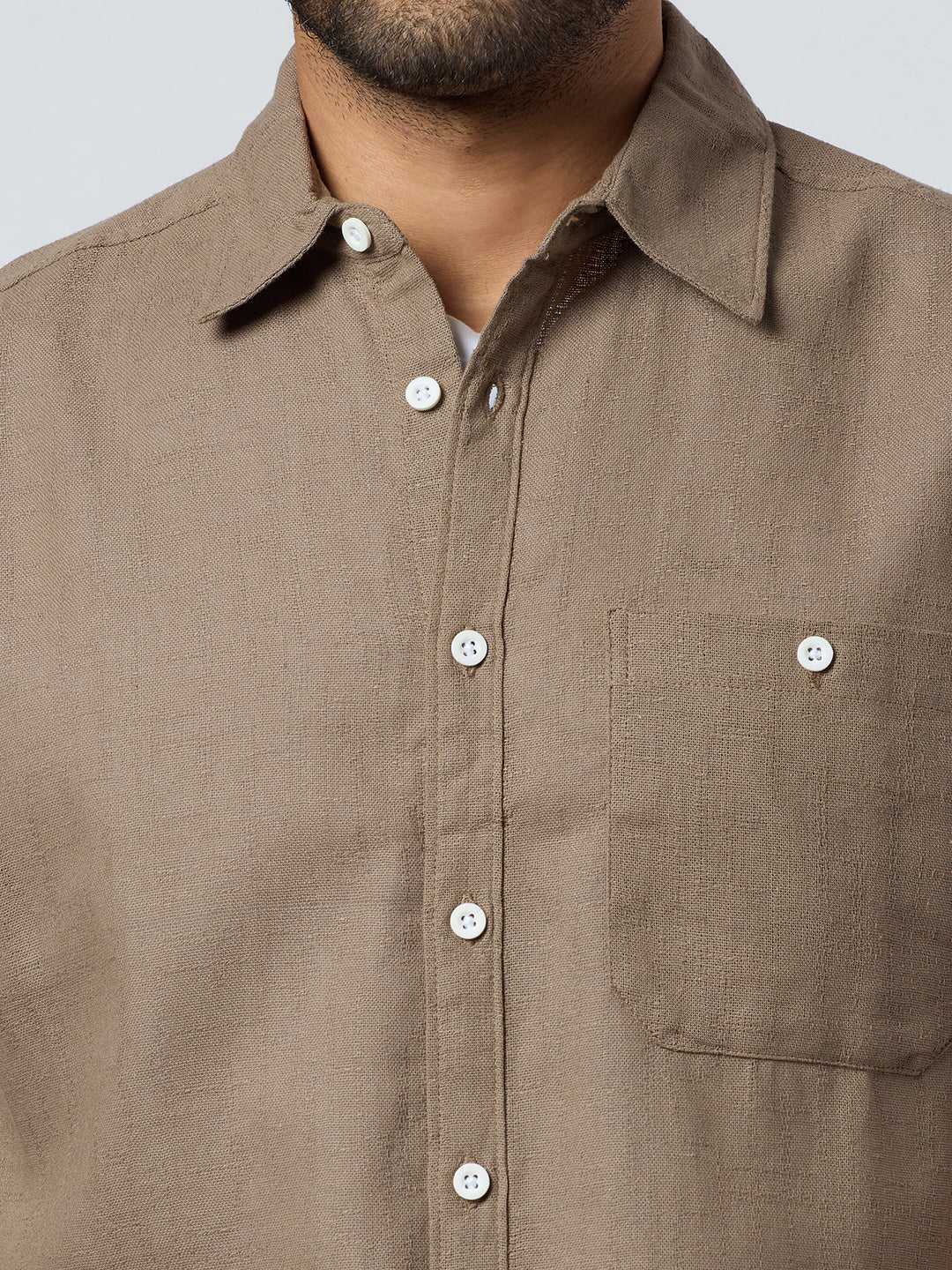 Crackle Half-Sleeves shirt - Brown