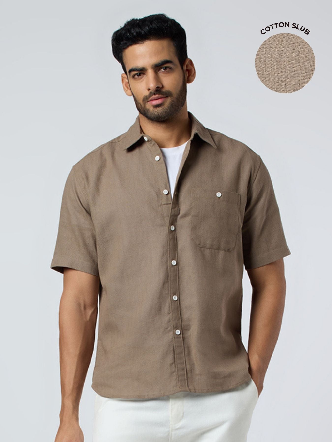 Crackle Half-Sleeves shirt - Brown
