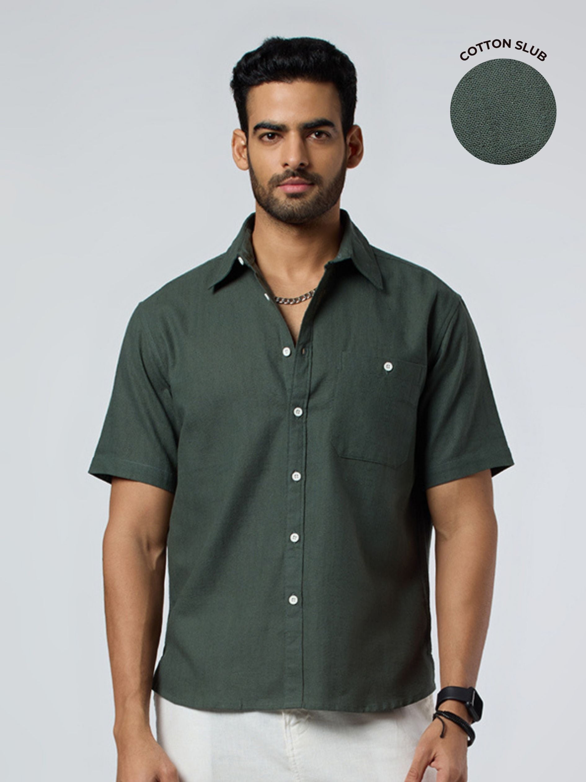 Crackle Half-Sleeves shirt - Green