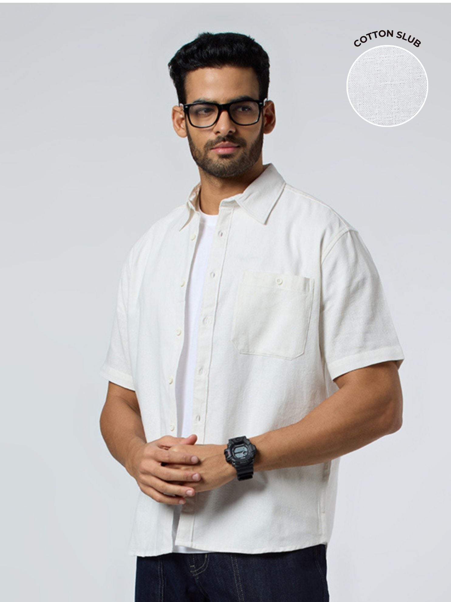 Crackle Half-Sleeves shirt - White