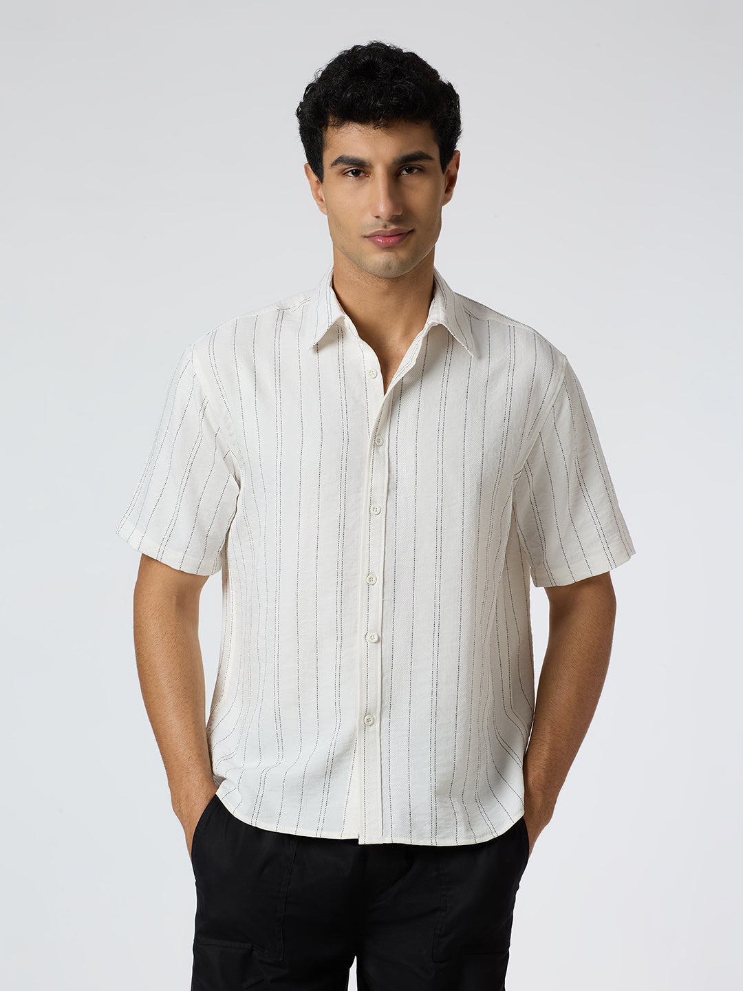 Gridplay Half-Sleeves Striped shirt - White