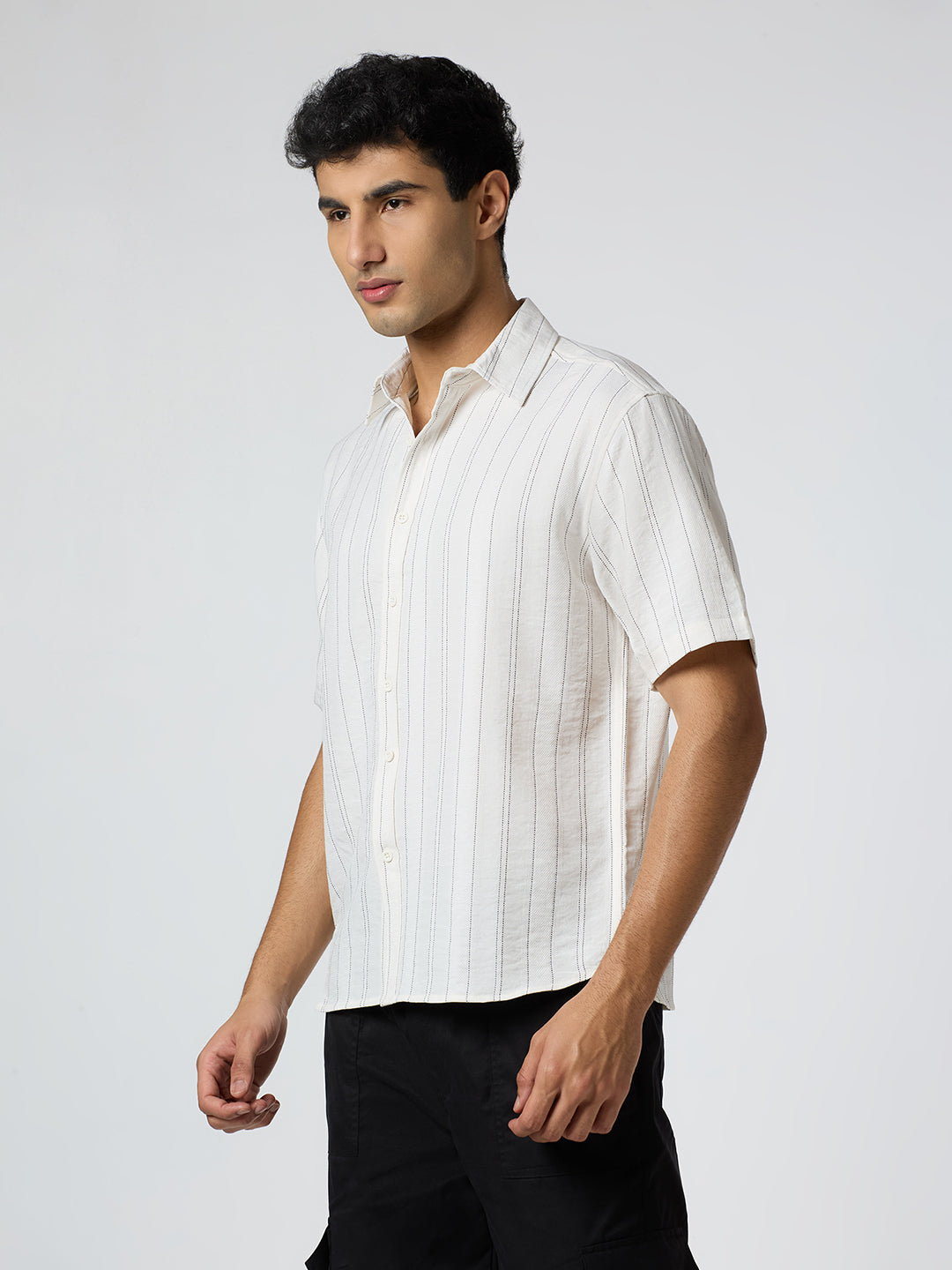 Gridplay Half-Sleeves Striped shirt - White