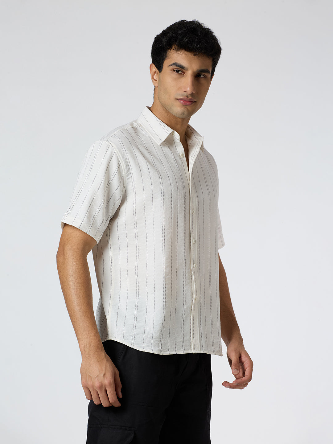Gridplay Half-Sleeves Striped shirt - White