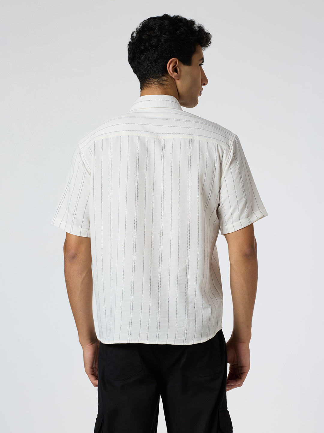 Gridplay Half-Sleeves Striped shirt - White