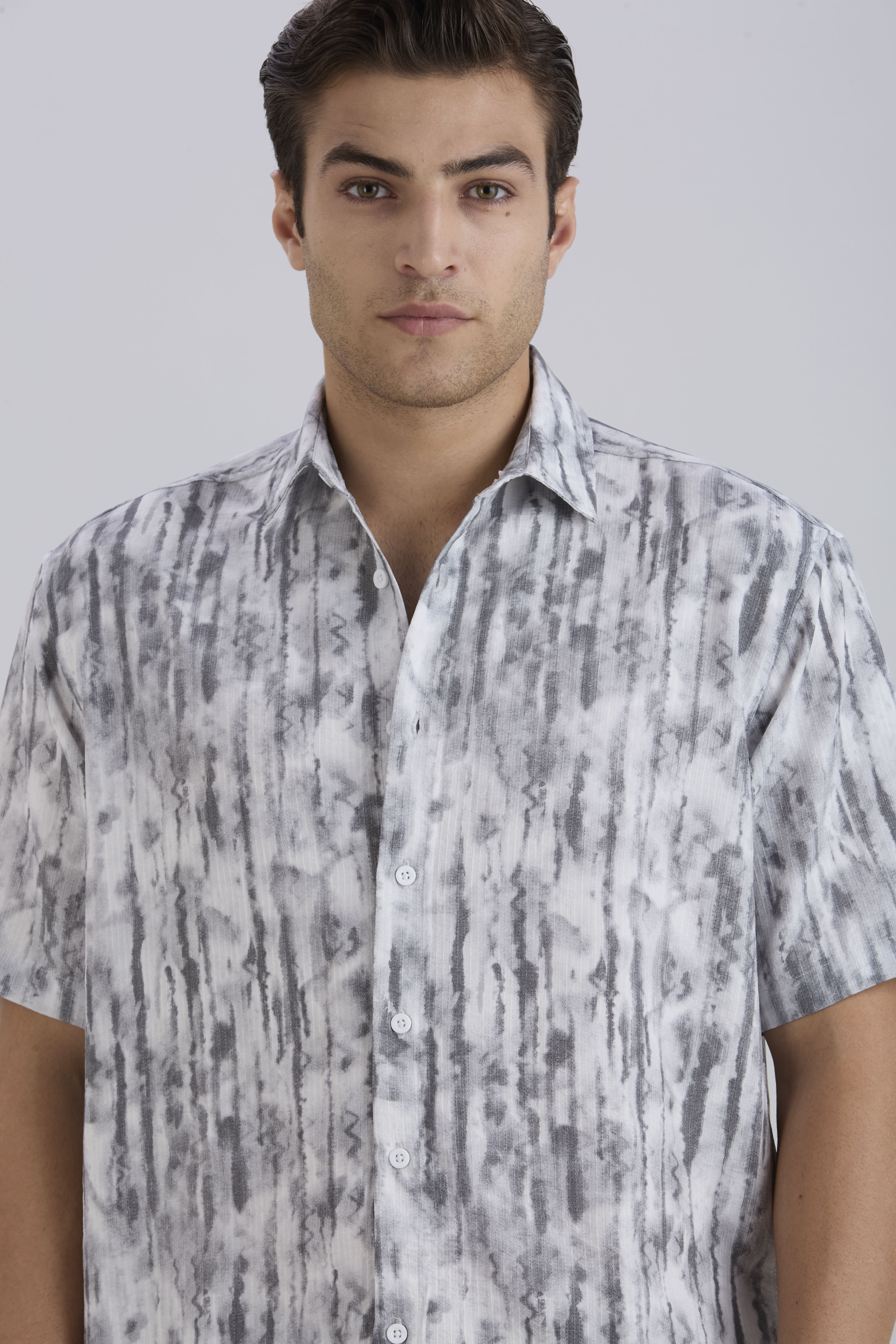 Mist Half-Sleeves Textured shirt - White