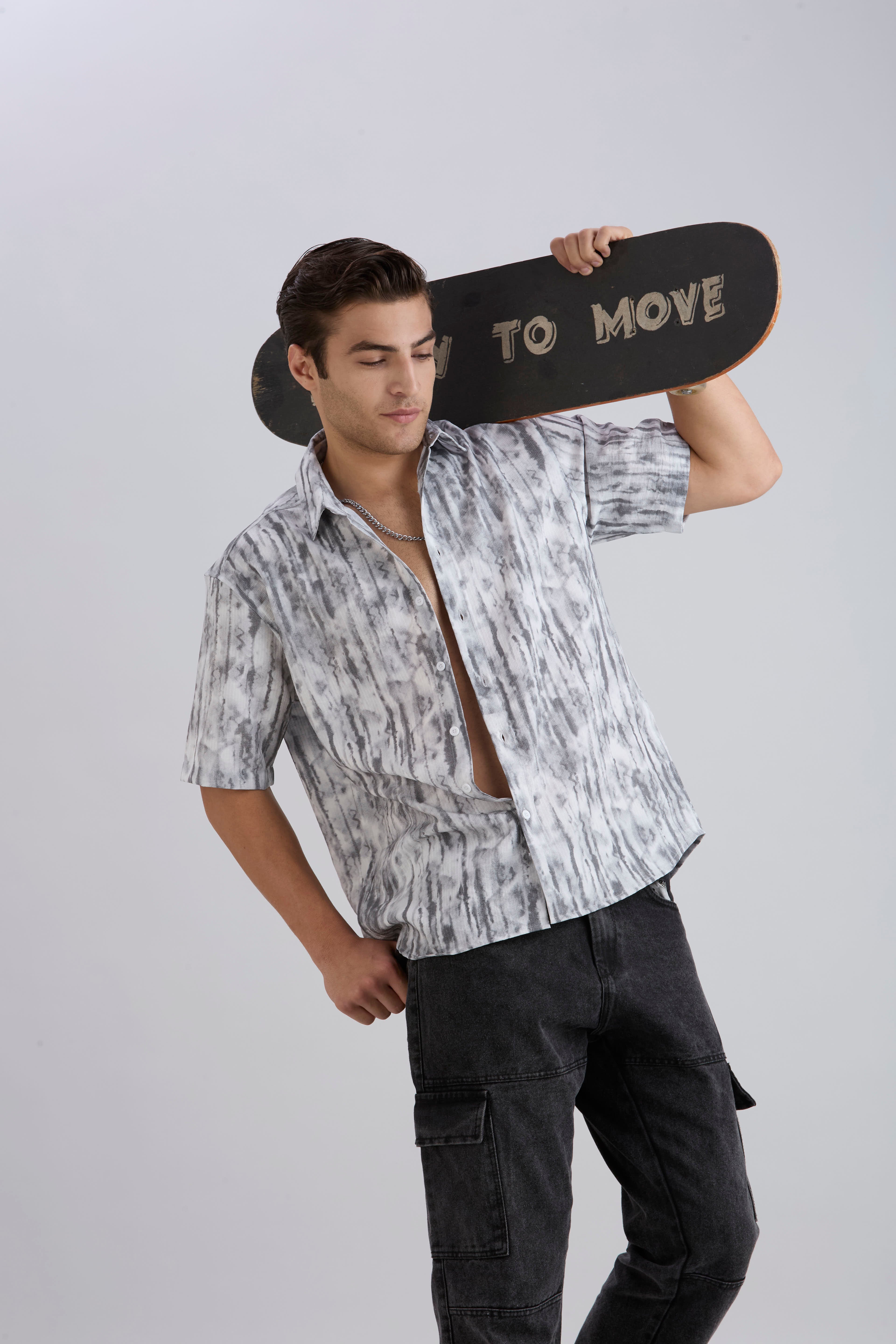 Mist Half-Sleeves Textured shirt - White