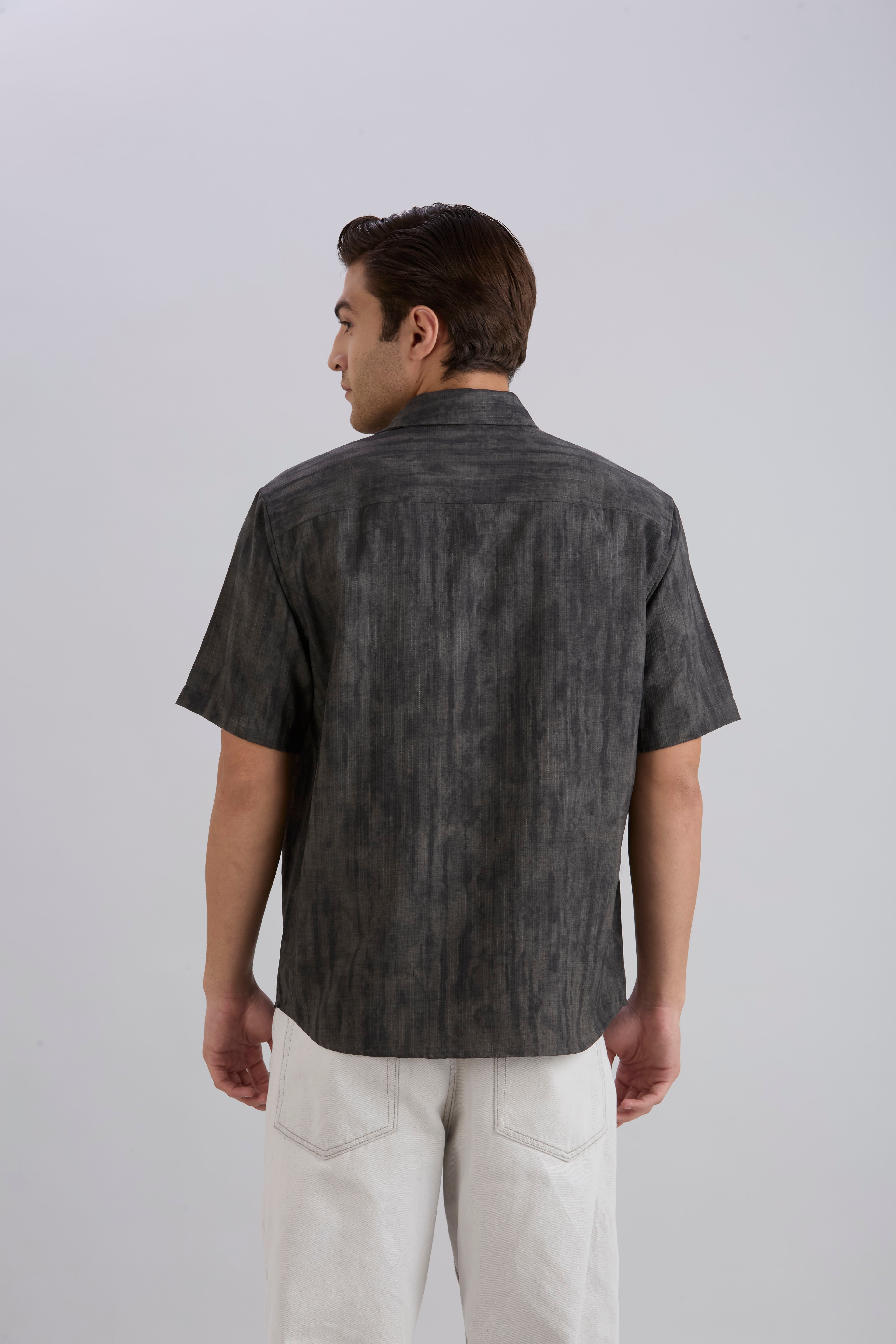 Mist Half-Sleeves Textured shirt - Grey