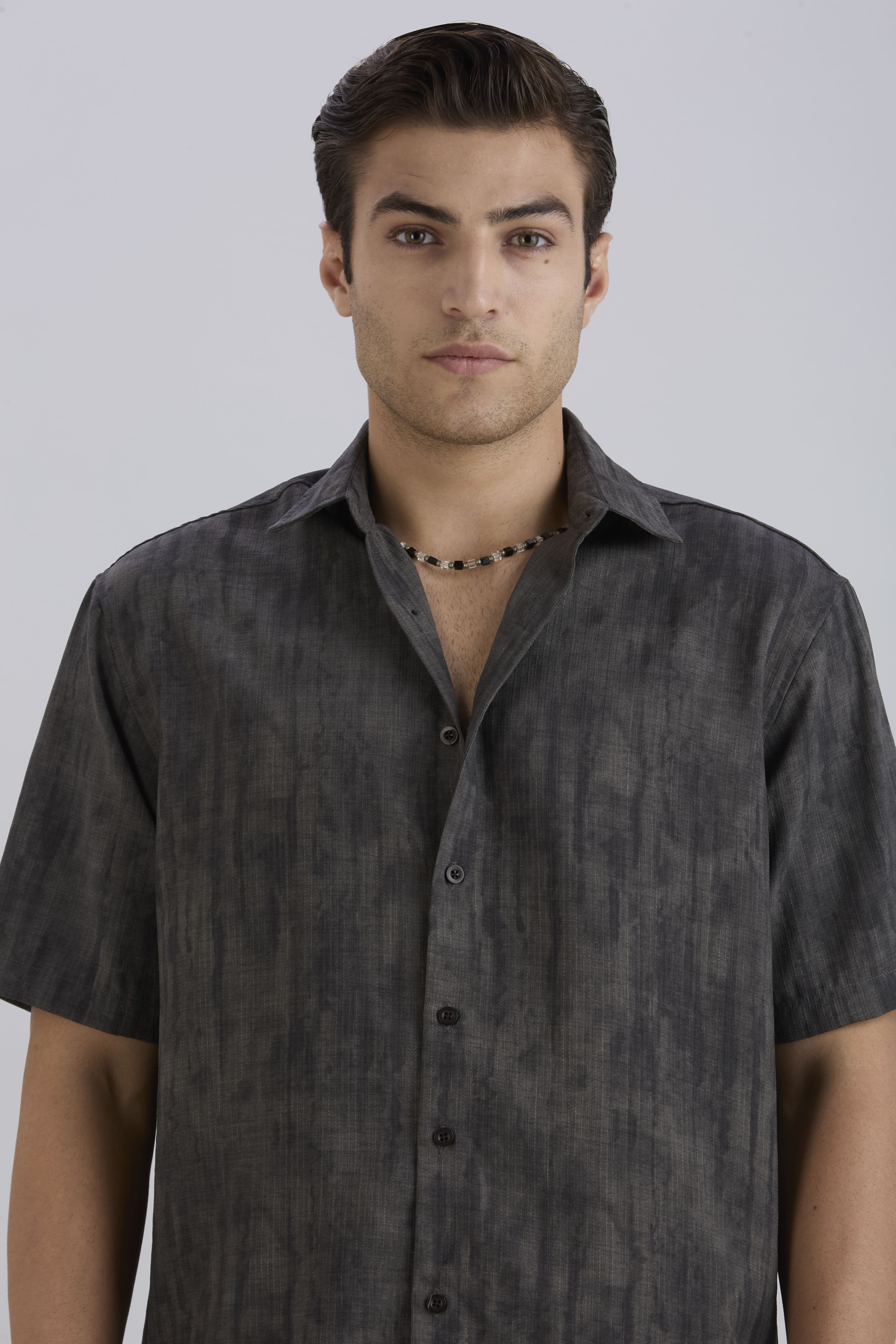 Mist Half-Sleeves Textured shirt - Grey