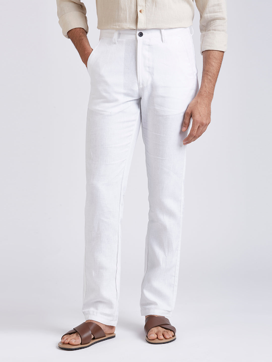 SWAN - PURE LINEN PANTS - WHITE