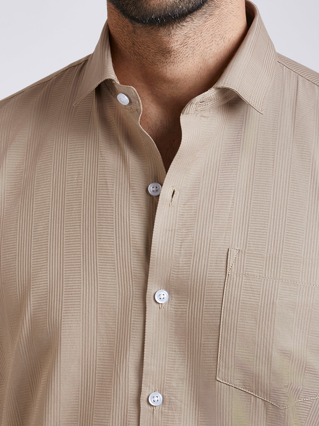 Dobby Stripe Shirt - beige