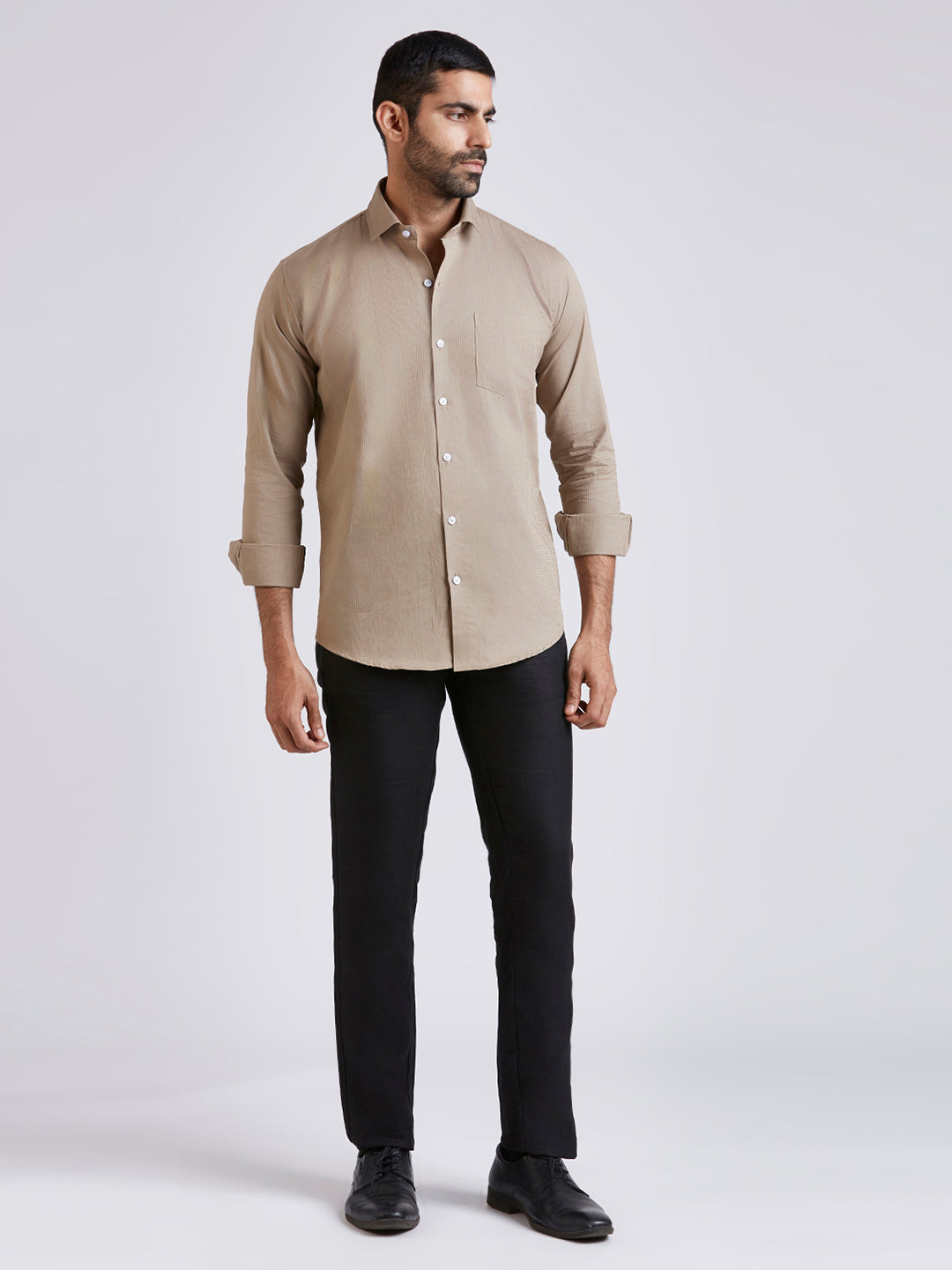 Dobby Stripe Shirt - beige