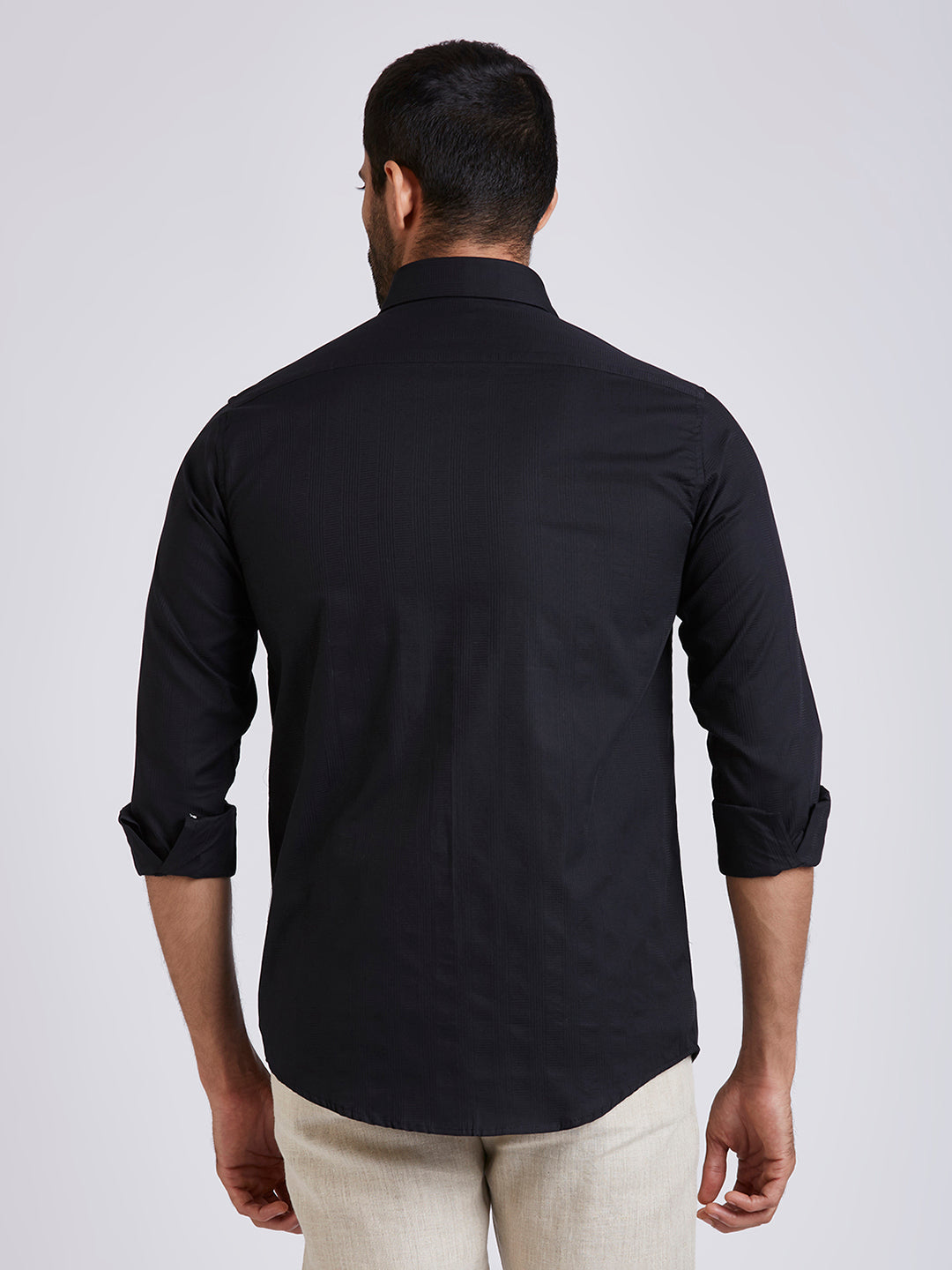 Dobby stripe Shirt - Black