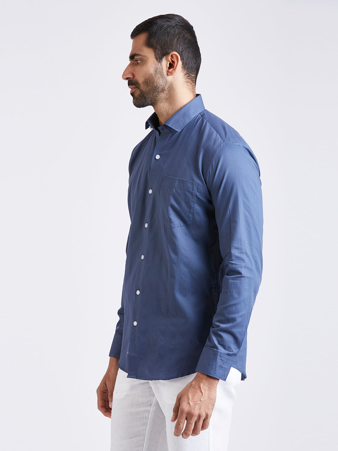 Dobby stripe Shirt - Blue