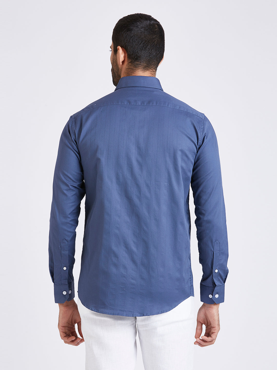 Dobby stripe Shirt - Blue