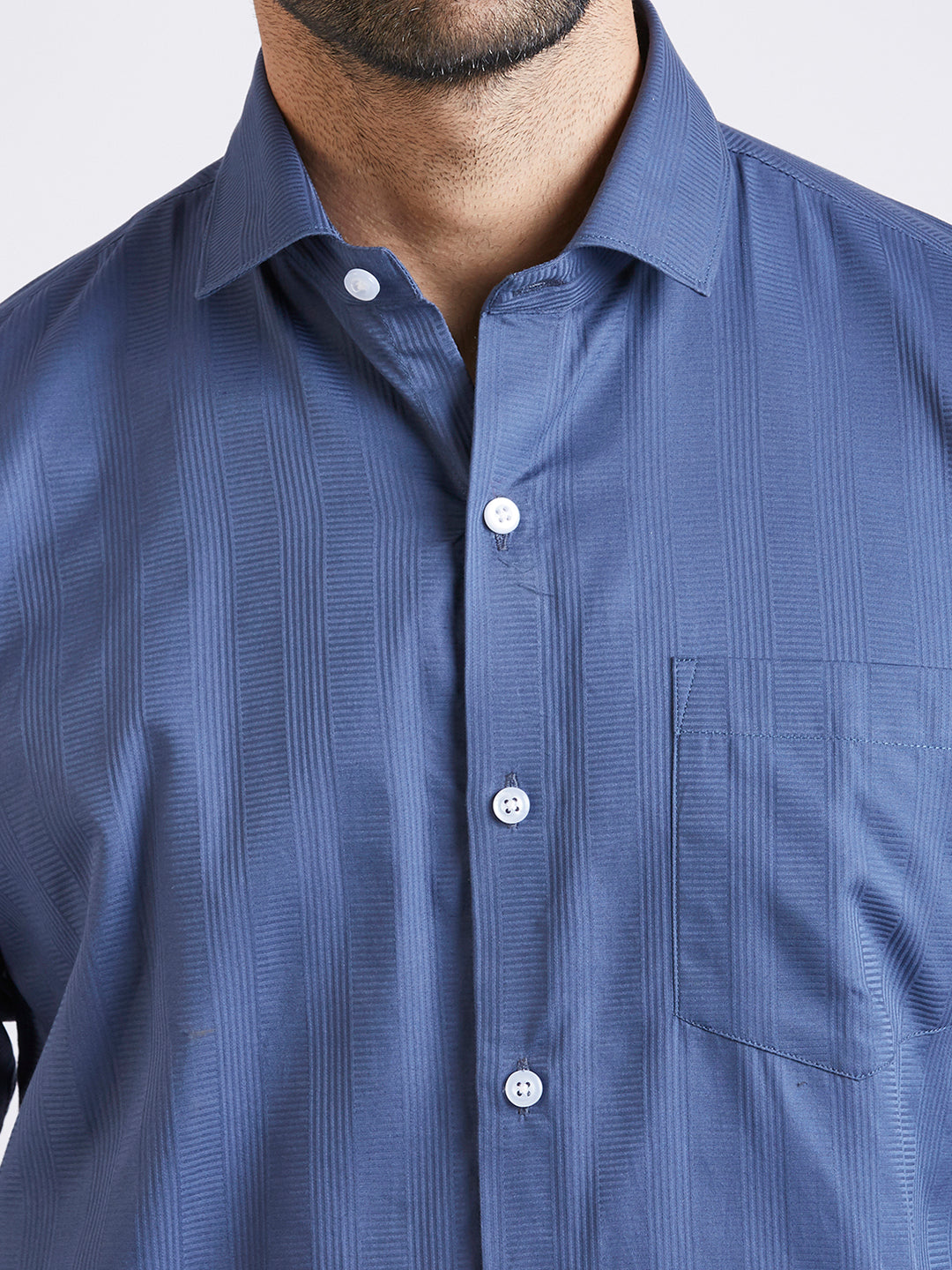 Dobby stripe Shirt - Blue