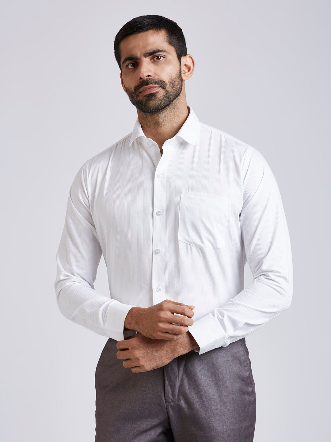 Dobby Stripe Shirt - White