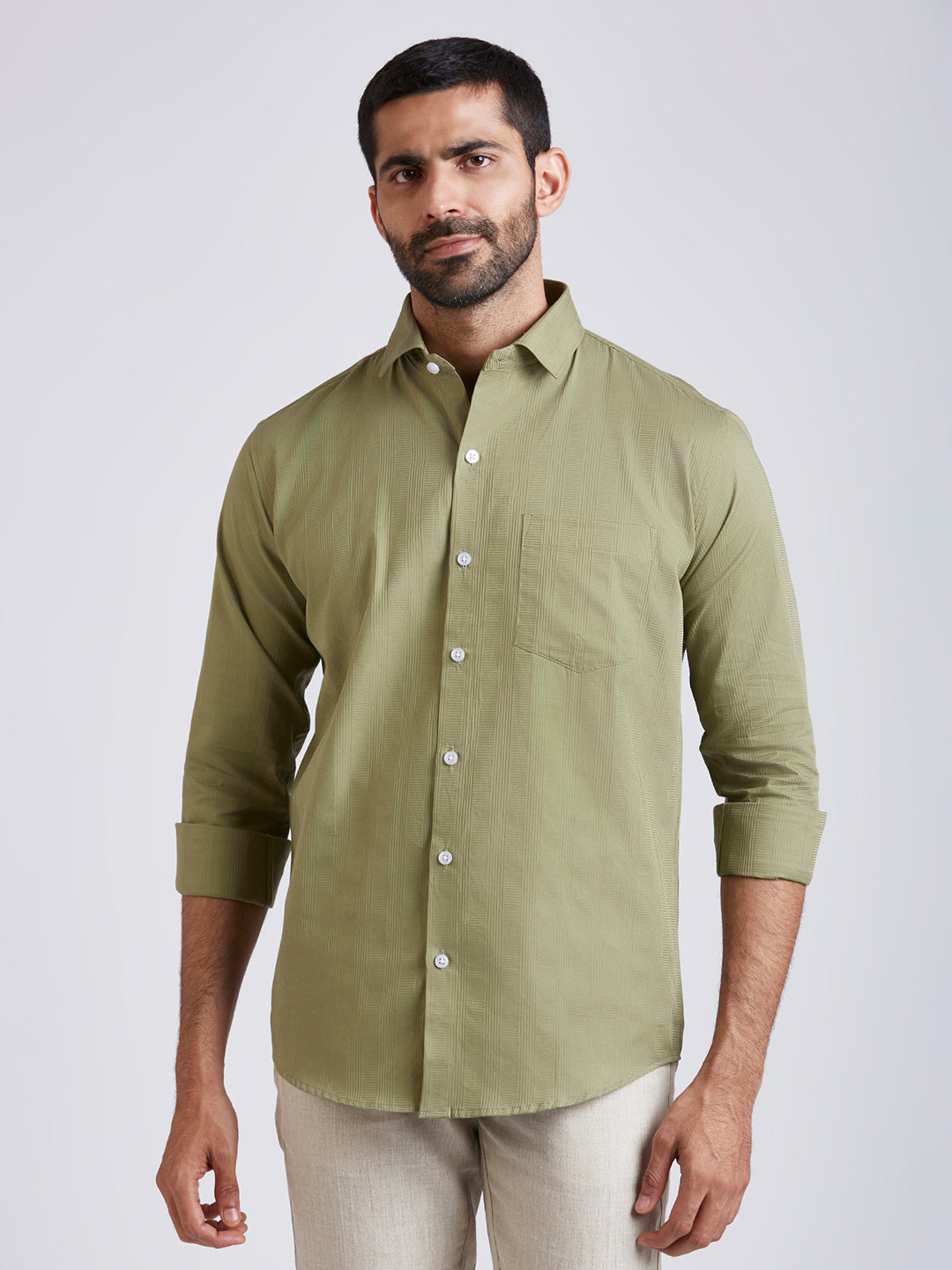 Dobby Stripe Shirt - Sage