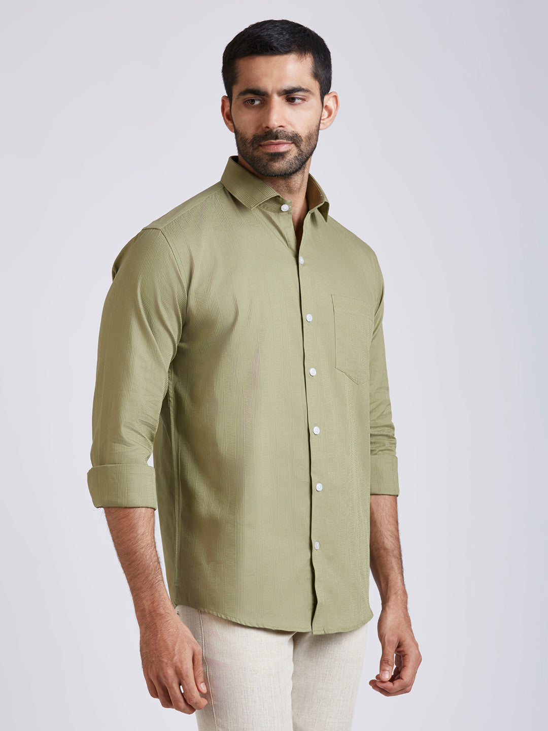 Dobby Stripe Shirt - Sage