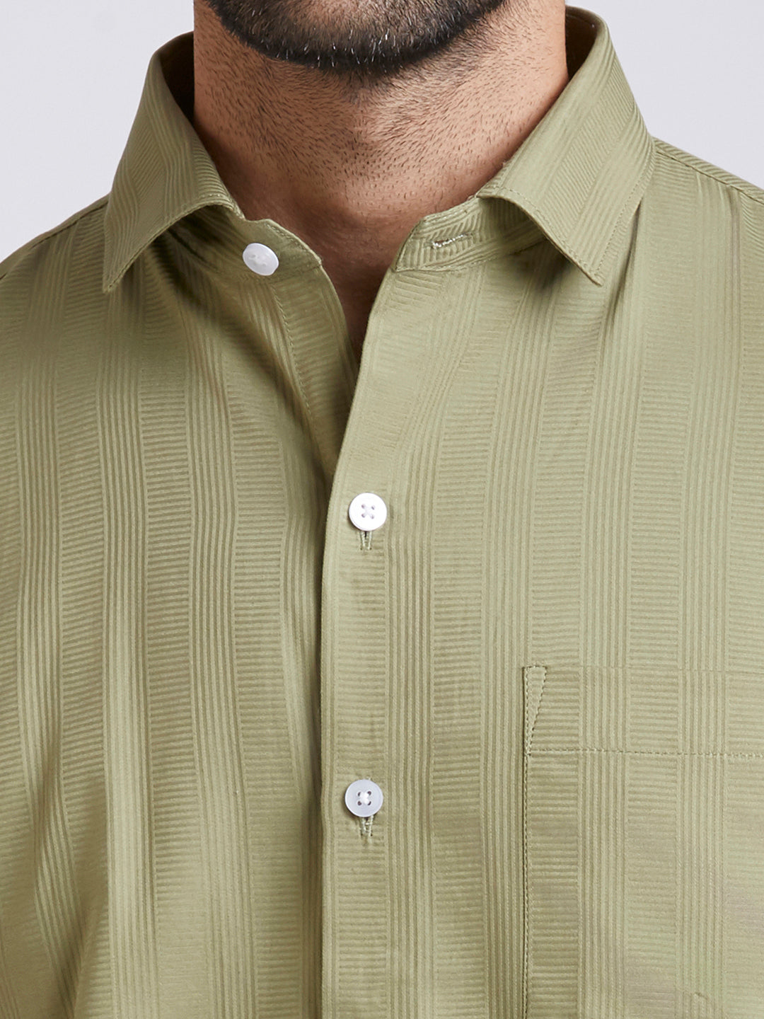 Dobby Stripe Shirt - Sage