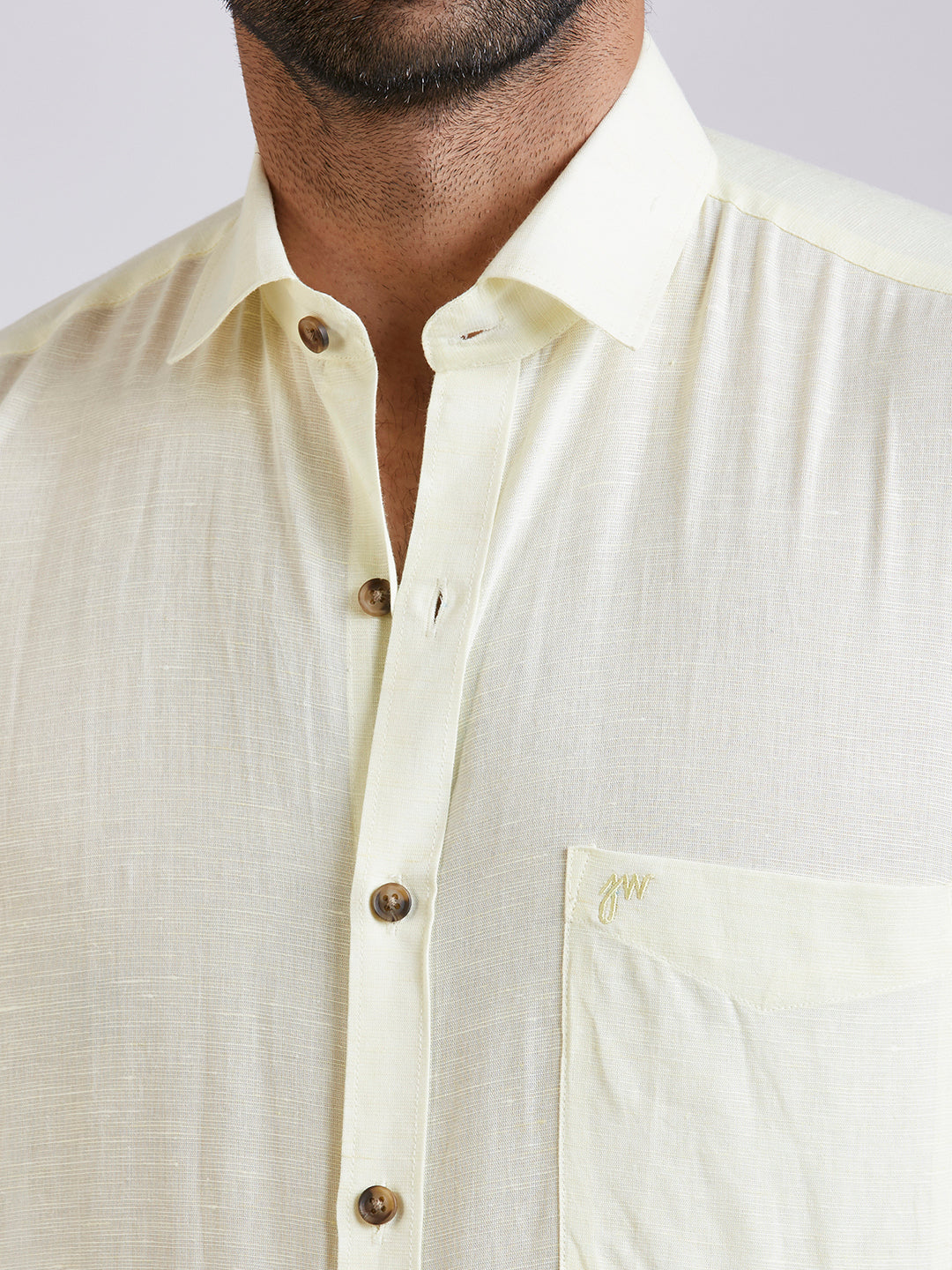 Mozark - Linen Half Sleeve Shirt - Yellow