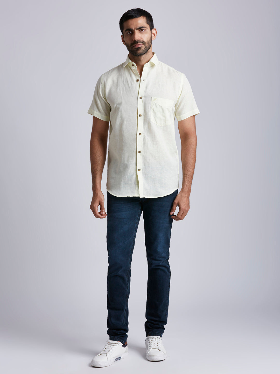 Mozark - Linen Half Sleeve Shirt - Yellow