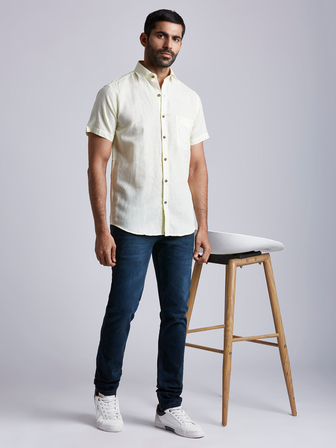 Mozark - Linen Half Sleeve Shirt - Yellow