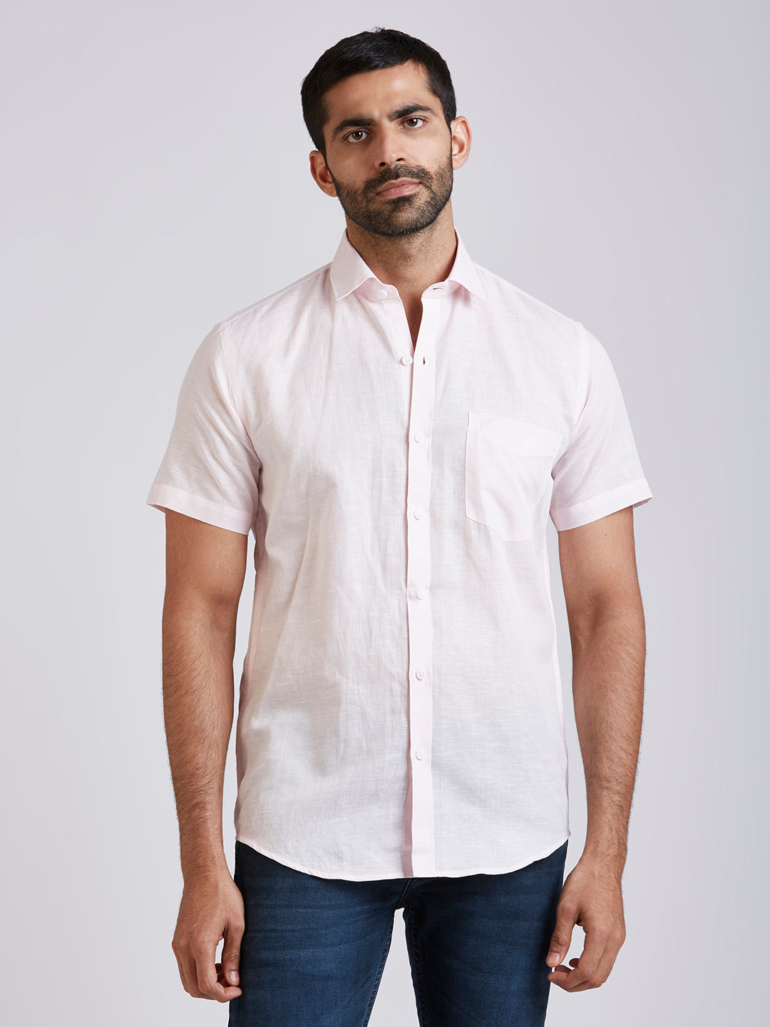 Mozark - Linen Half Sleeve Shirt - Pink