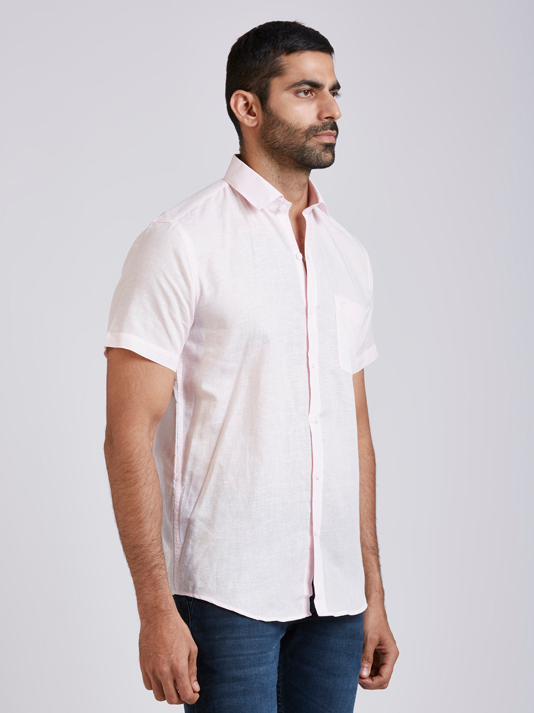 Mozark - Linen Half Sleeve Shirt - Pink