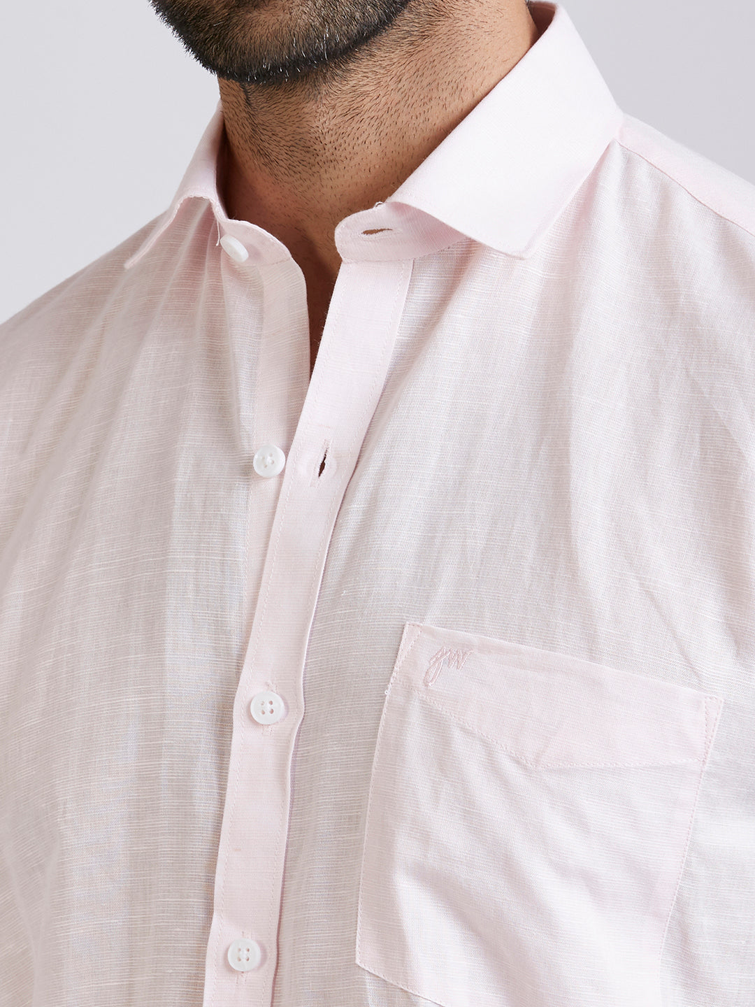 Mozark - Linen Half Sleeve Shirt - Pink