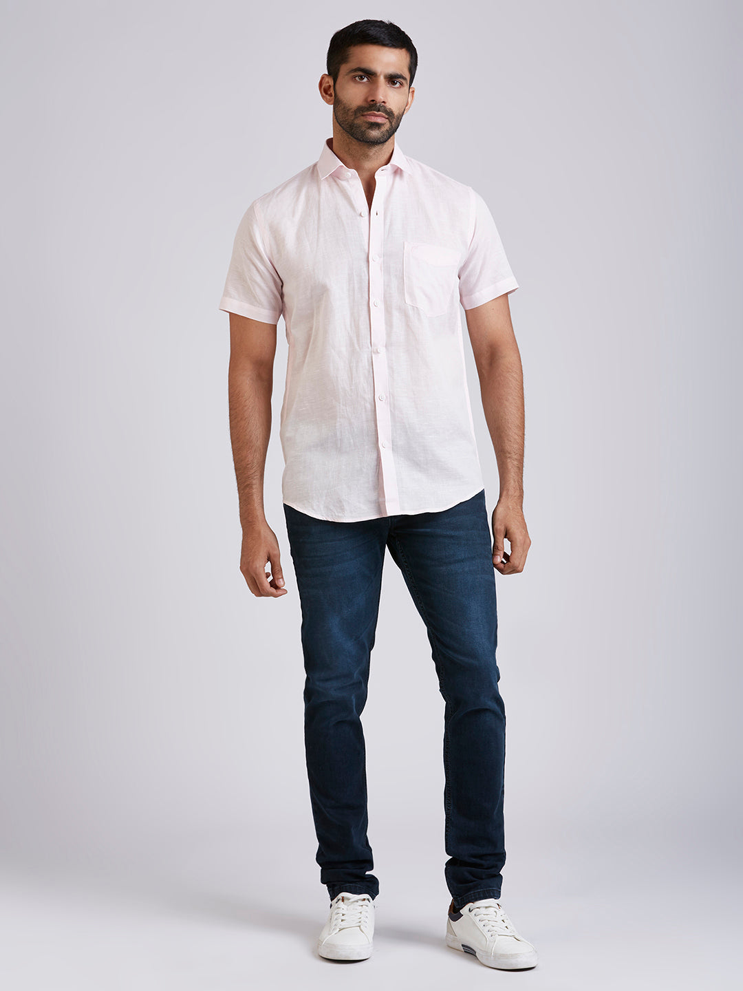 Mozark - Linen Half Sleeve Shirt - Pink