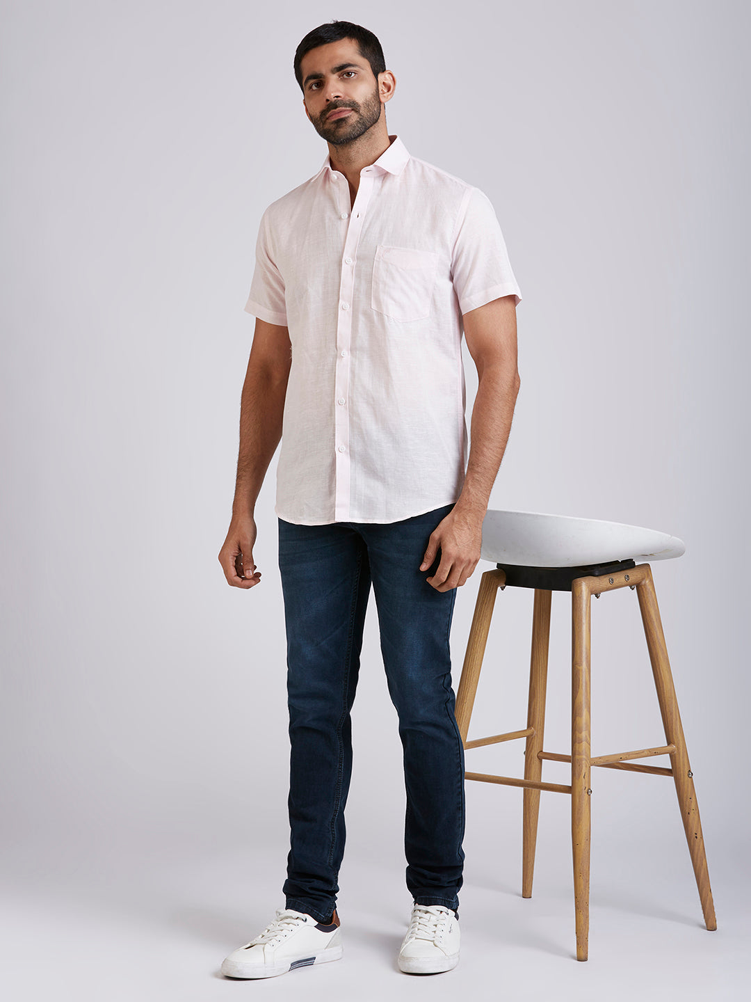 Mozark - Linen Half Sleeve Shirt - Pink