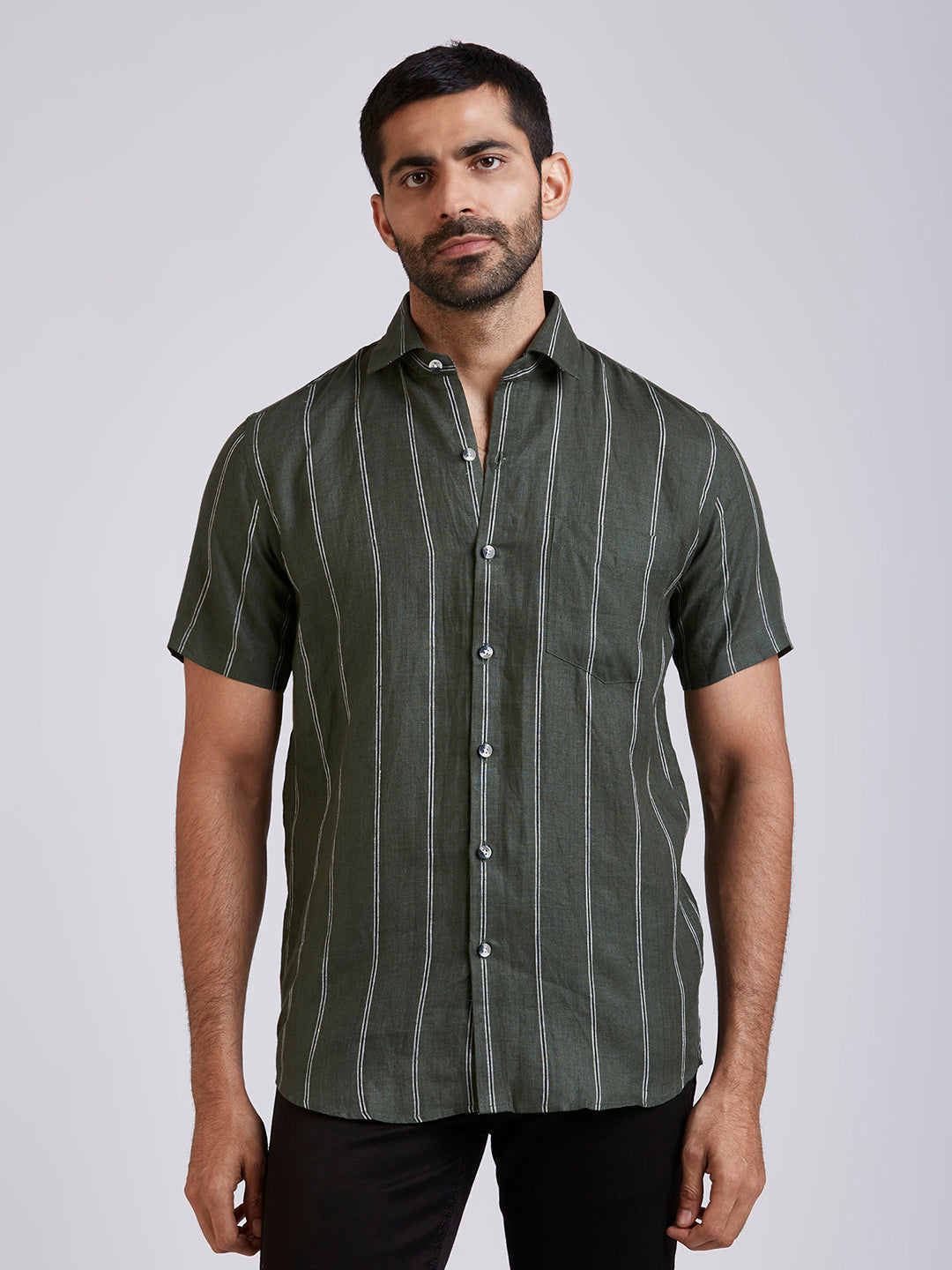 Slick - Pure Linen stripe shirt