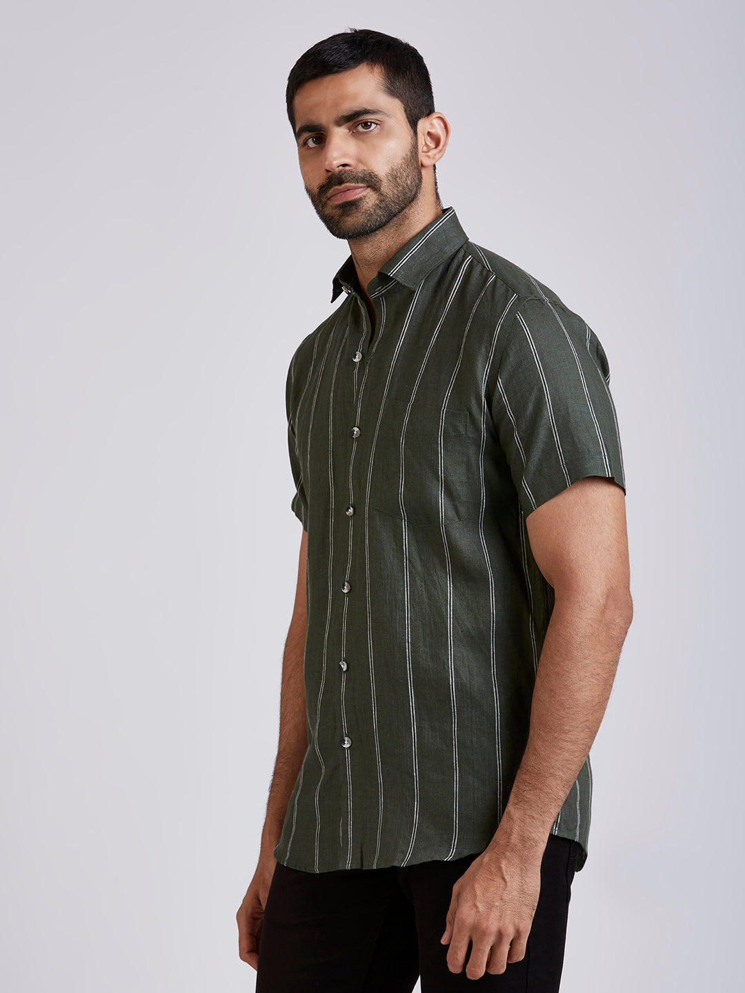 Slick - Pure Linen stripe shirt