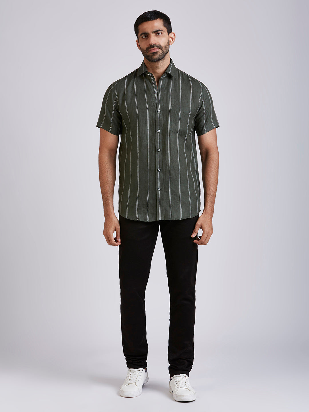 Slick - Pure Linen stripe shirt